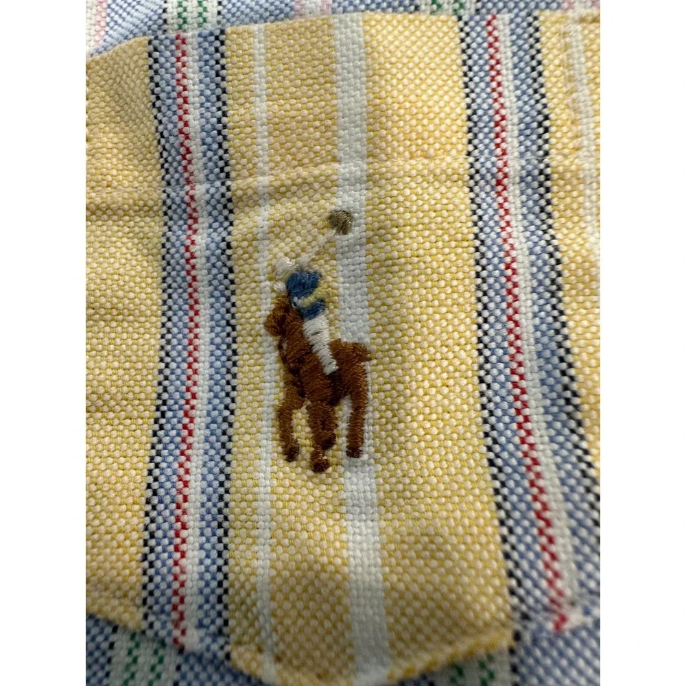 Ralph Lauren Baby Boy Pastel Stripe Oxford Romper Multi Color 3M